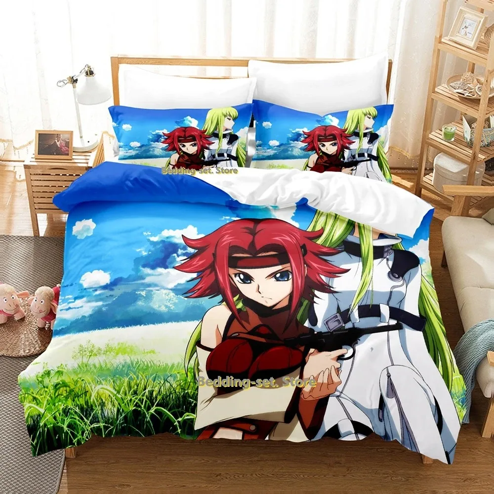 

2024 Code Geass Bedding Set Single Twin Full Queen King Size Bed Set Adult Kid Bedroom Duvetcover Sets Print Anime Bed Sheet Set