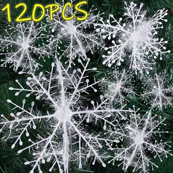 Artificial White Christmas Snowflakes Ornament for Xmas Tree Hanging Pendents DIY Fake Snow Flake New Year Party Home Decoration