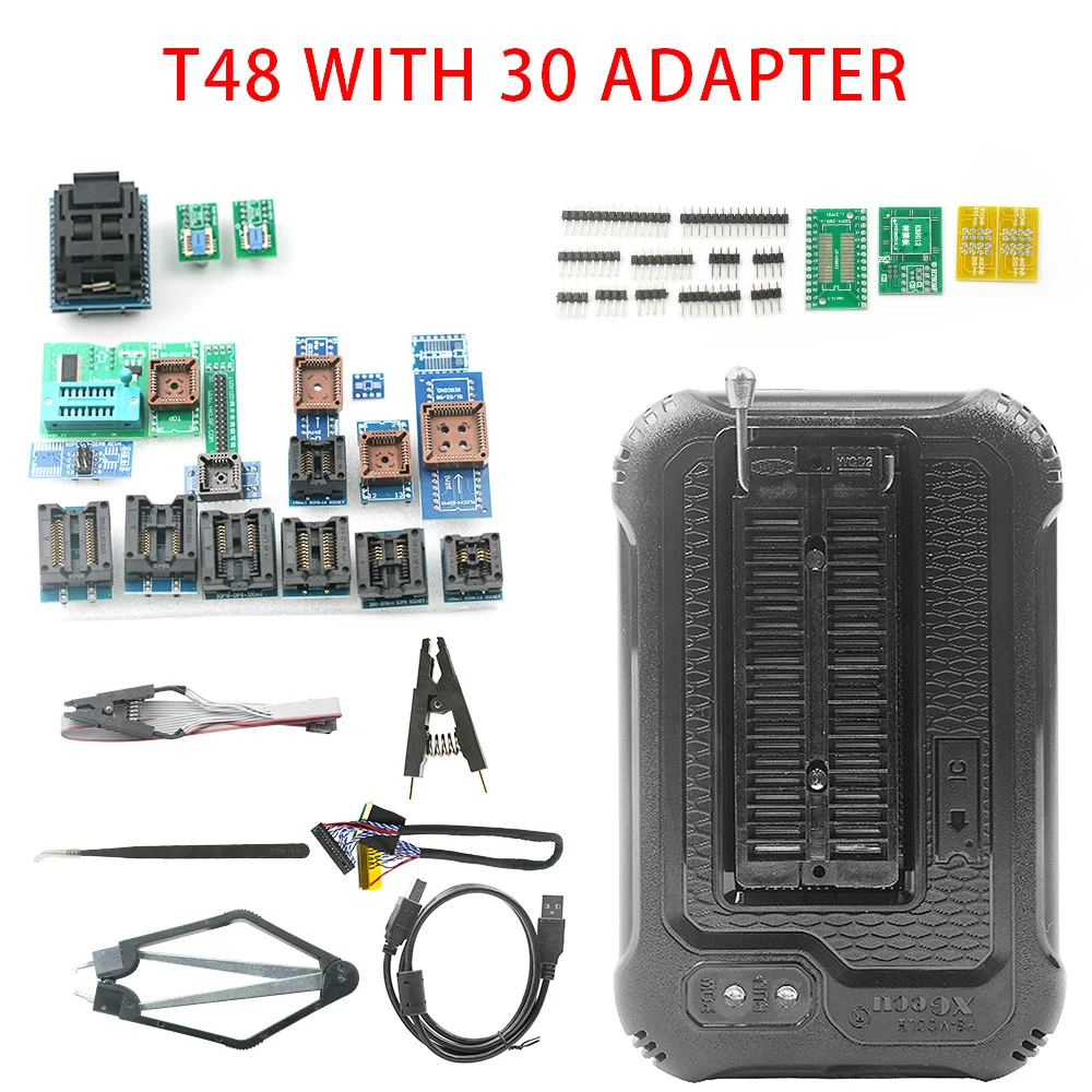 T48 Programmer XGecu 48 Pin Drivers ISP Support 21000+ with 30 adapters Original EMMC-ISP Version 1 /ADP_F48_EX-2 /EX-1 Adapter