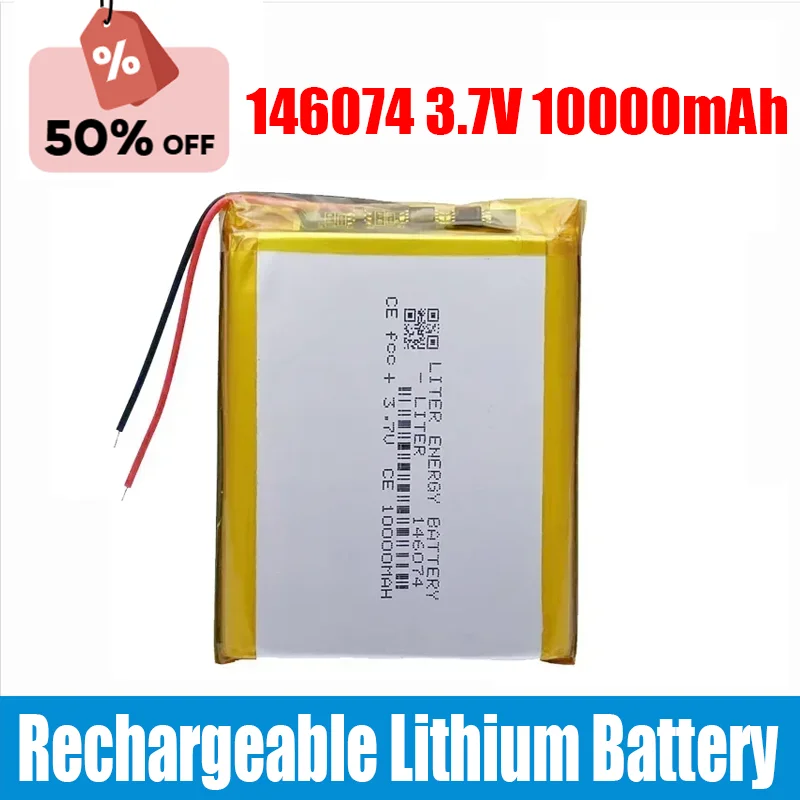 

Brand new 3.7V 10000mAh 136074/146074 Rechargeable Polymer Batteries Lipo Li-Po for Power Bank Toy GPS Laptop Camping Lights Diy