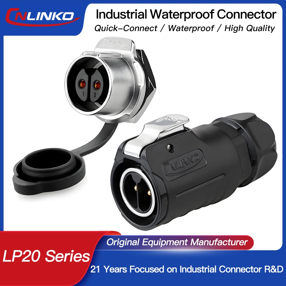 

CNLINKO LP20 Waterproof Electrical Circular Connector Single Hole Mount Bulkhead IP68 Waterproof Soldering Wire Quick Connector