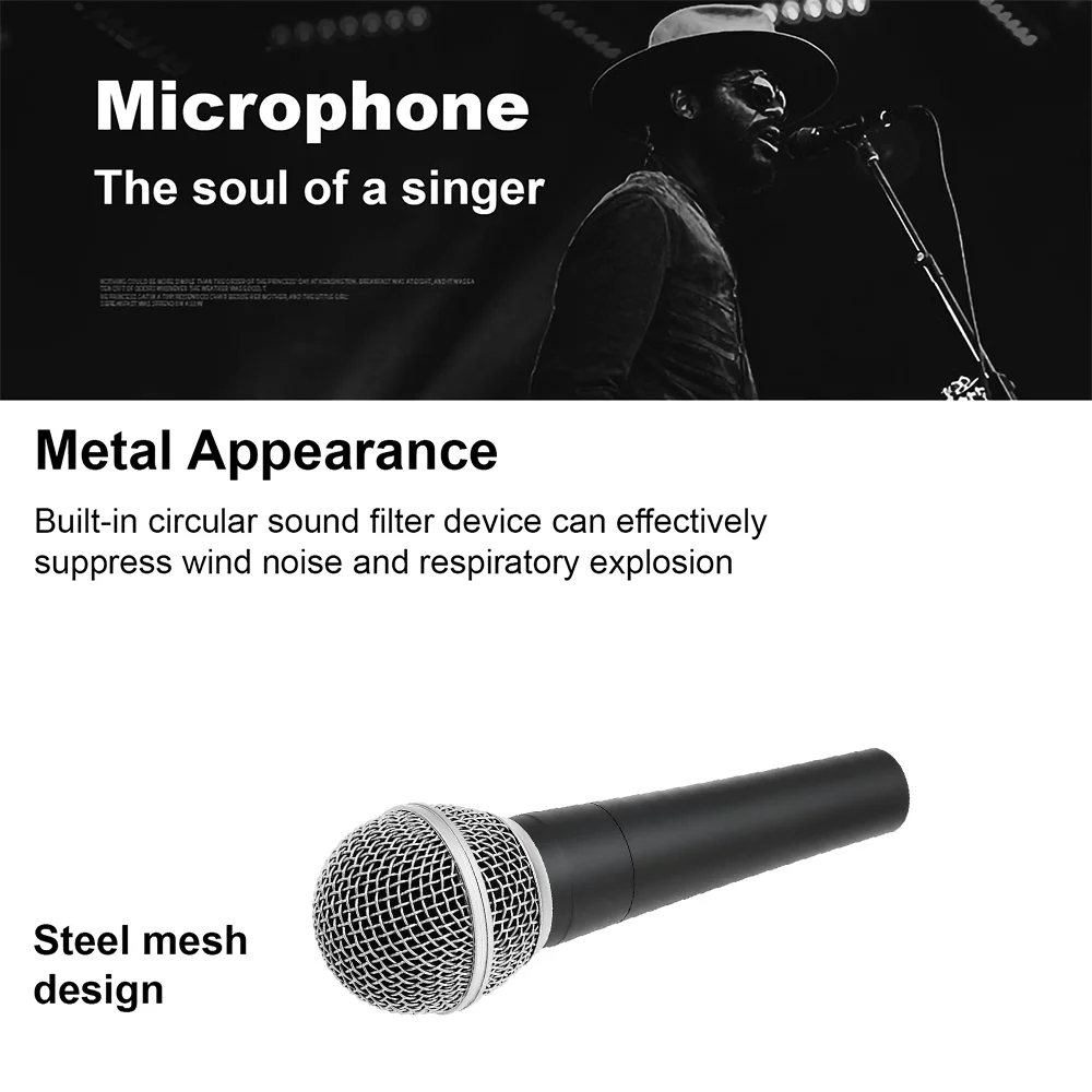 ميكروفون ديناميكي قلبي معدني جيد محمول باليد 58 لمرحلة الغناء ميكروفون سلكي احترافي كاريوكي BBOX تسجيل صوتي #5