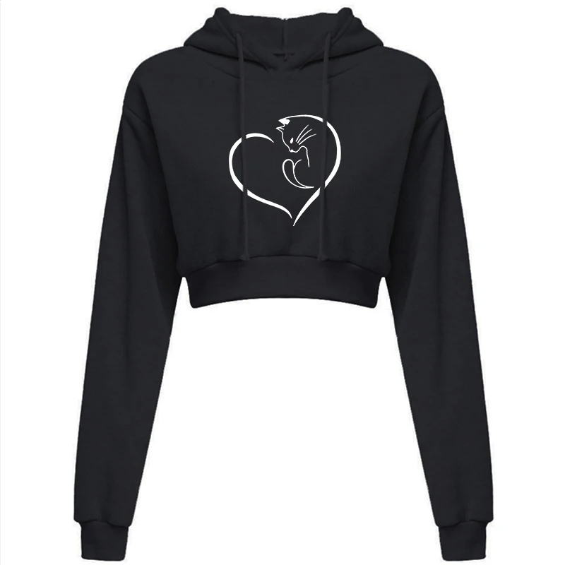 Womens Cropped Hoodie Short Sweatshirt Plain Pullover Hooded Crop Tops Sexy Casual Long Sleeve Hooded