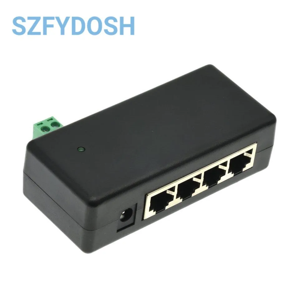 4 LAN Ports Passive Power Over Ethernet Module Injector DC 9-48V IP Camera Power Supply PoE Switch Adapter PoE Box