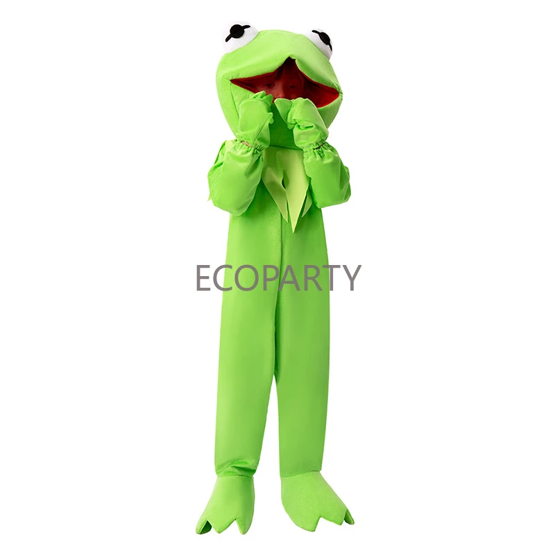 Ecoparty 2024 Halloween Muppets Kermit Green Frog Cosplay Costume Kids Carnival Stage Performance Fancy Costume