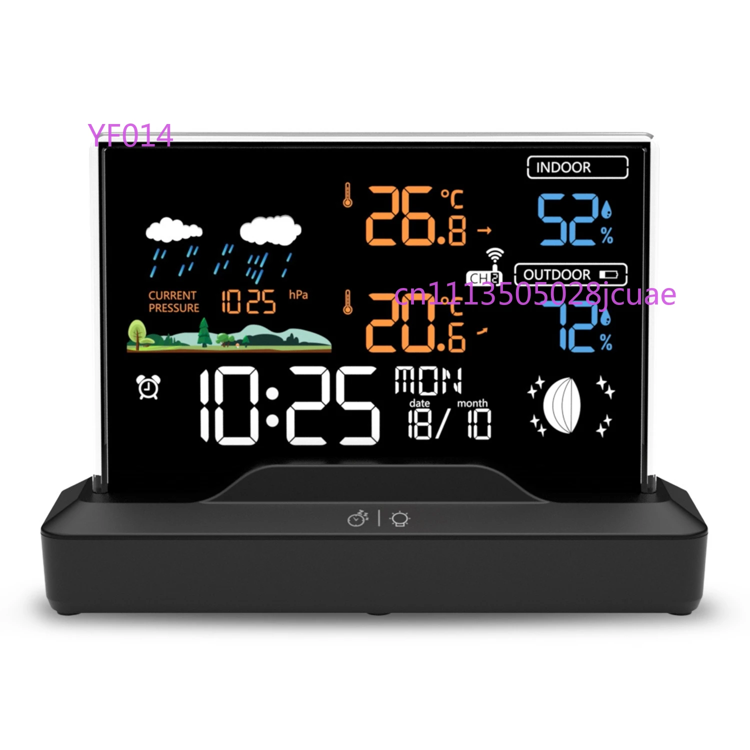 

Cross Border New Weather Forecast Alarm Clock Electronic Clock Wireless Indoor Temperature Humidity Detector Transparent Glass