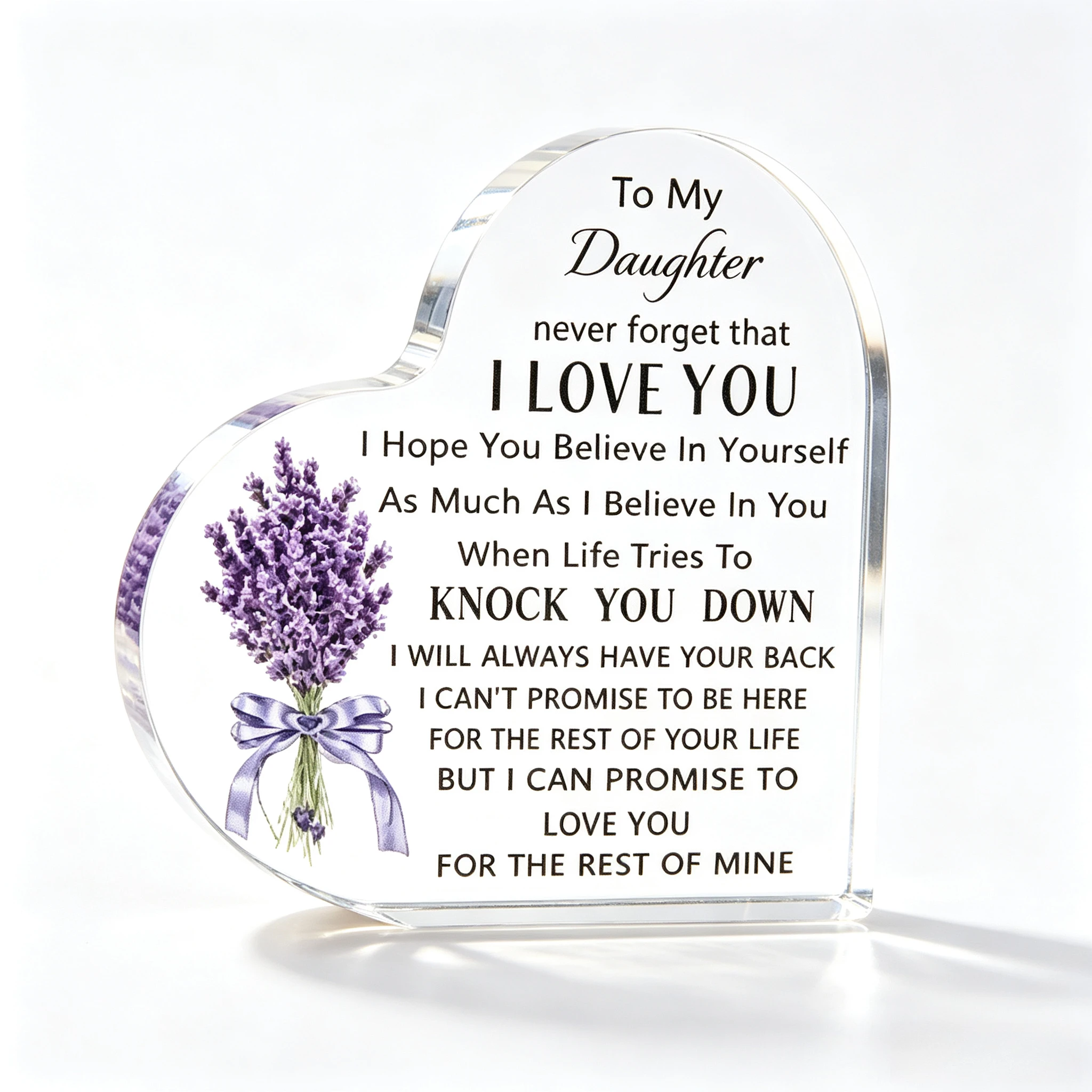 2D Flat for My Daughter: Remember My Love for You. Thank You Gifts for Both Women And Men, Heart-Shaped Acrylic Decoration for Halloween And Christmas, Halloween Christmas Decoration