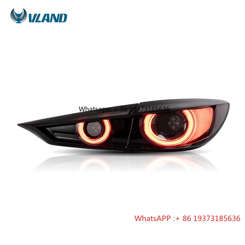 VLAND Factory LED Taillights Rear Tail Lamp Assembly 4 Pcs Sequential Rear Lamp Smoke Sedan 2013- 2017 2018 for Mazda 3 Axela