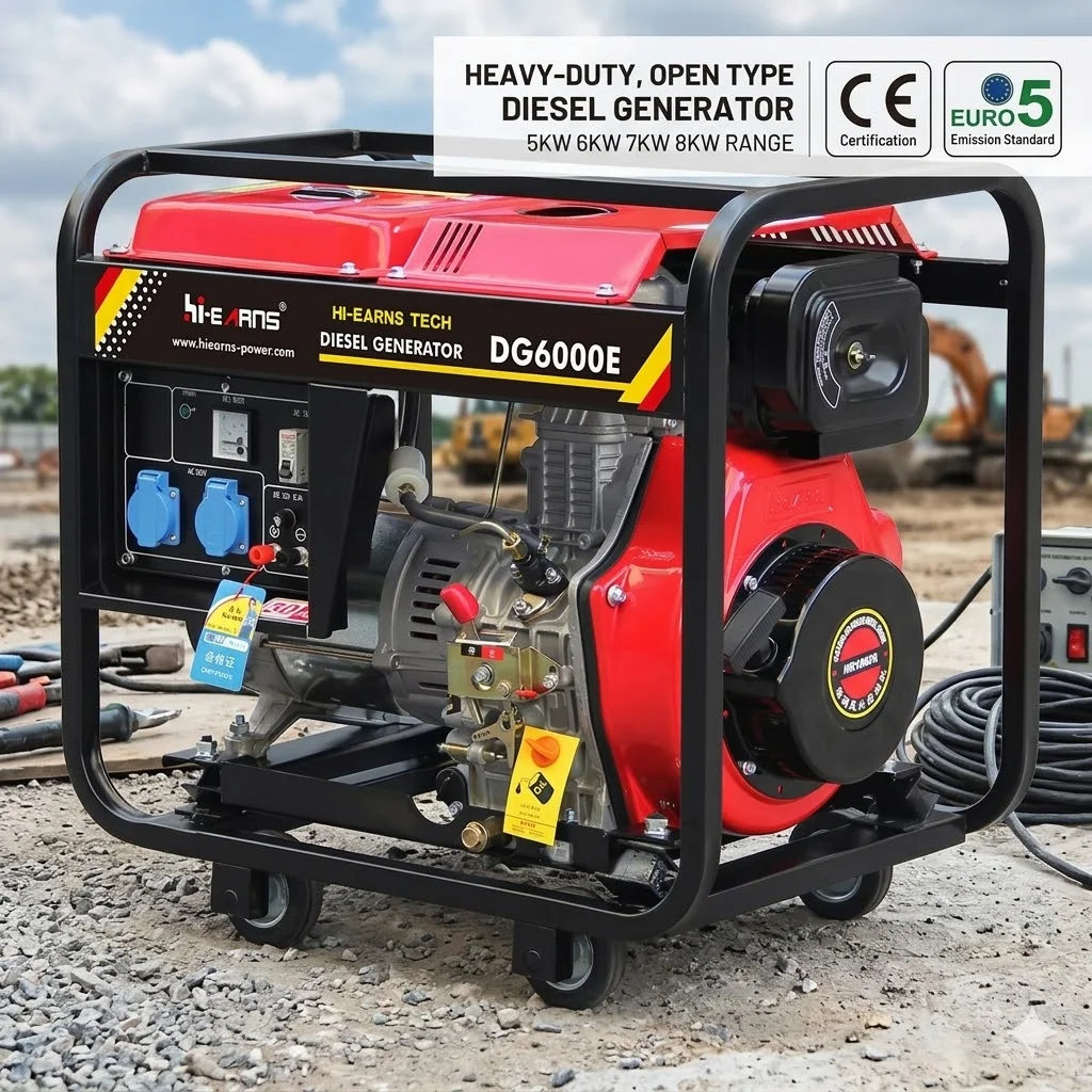

5KW 6KW 8KW 10KW Single Phase Longer Running Time Open Type Diesel Generator For House