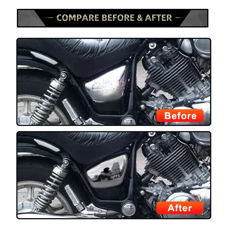 For Yamaha XV 700 750 1000 1100 Virago 1984-Up Motorcycle Chrome Battery Fairing Cover Left Right Side Protection Accessories