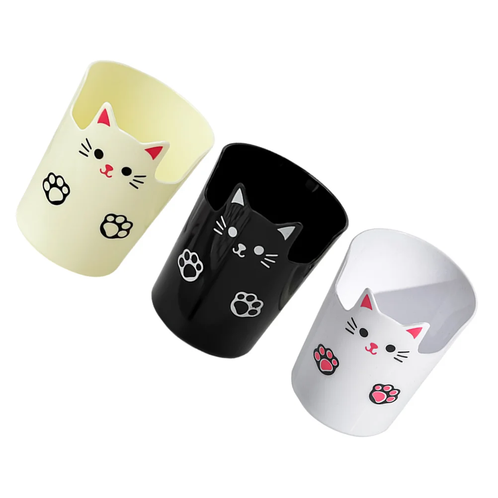 

3Pcs Cat Desk Organizer Pencil Holder Cute Pen Stand Large Capacity for School Office Makeup Brushes Portable Plastic Pen Cup