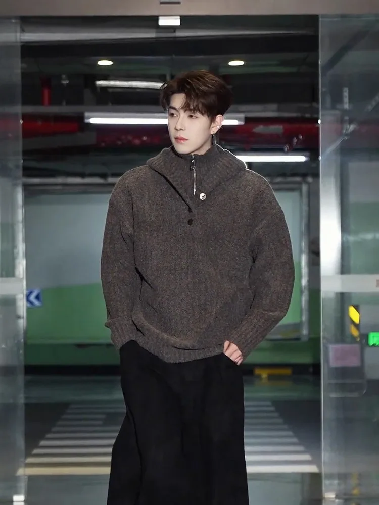 

Свободный крой вязаный свитер мужской Sle осень-зима ленивый Sle с капюшоном Jaet искусственный дизайн из двух предметов удобный мягкий материал