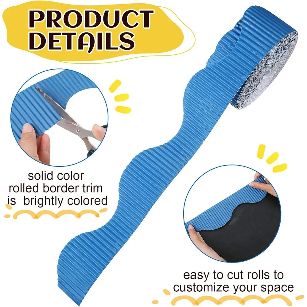 6팩 300피트 스캘럽형 게시판 테두리, 6가지 색상, 100일 학교 용품을 위한 교실 장식