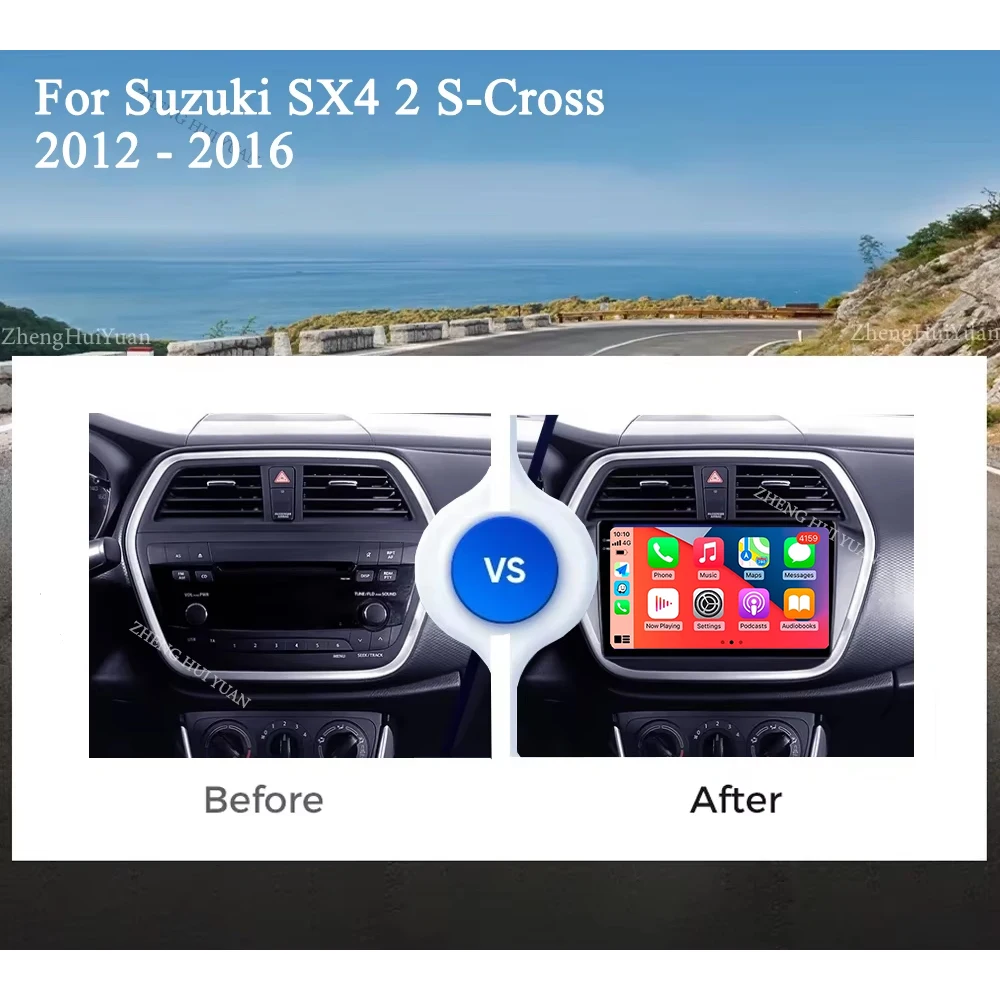 Android 15 2K QLED для Suzuki SX4 2 S-Cross 2011-2016 Android Автомобильный радиоприемник Мультимедийный видеоплеер AI Voice CarPlay 4G Стерео GPS