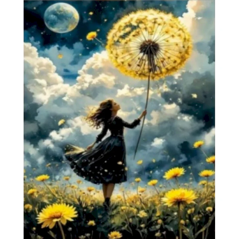 GATYZTORY Acrylic Painting By Numbers Fantasy Dandelion Diy Making Kits Original Gifts Painting Numbers Picture Drawing Handmade