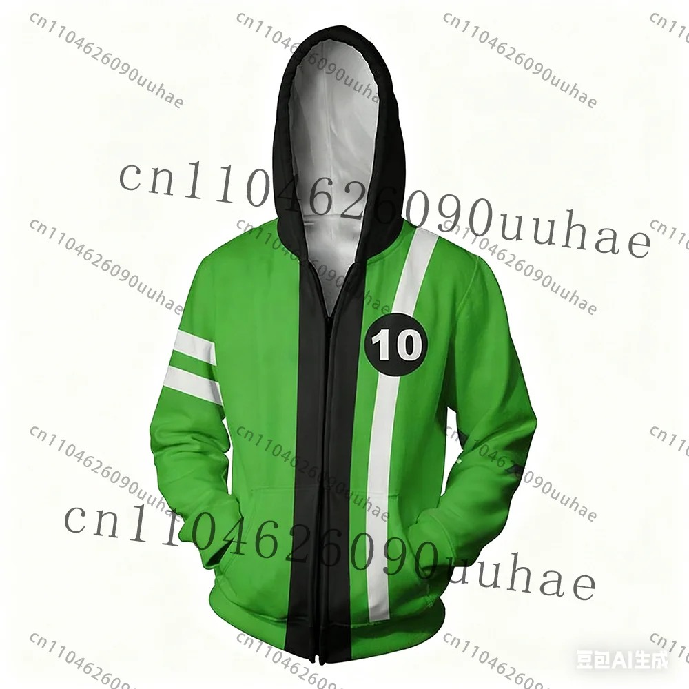 أنيمي Omnitrix Ben10 تأثيري هوديي البلوز بن تينيسون طباعة طفل الكرتون هوديي خريف شتاء عادية Harajuku قلنسوة بسحاب Y2k #1