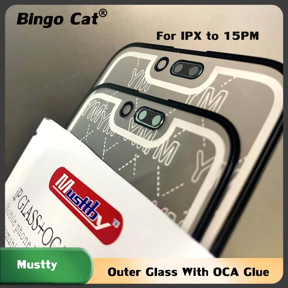 

Внешнее стекло Musttby 1:1 OEM с OCA клеевой пленкой для iPhxne 15 14 13 12 11 pro max X XS LCD Передняя сенсорная пленка ремонт части