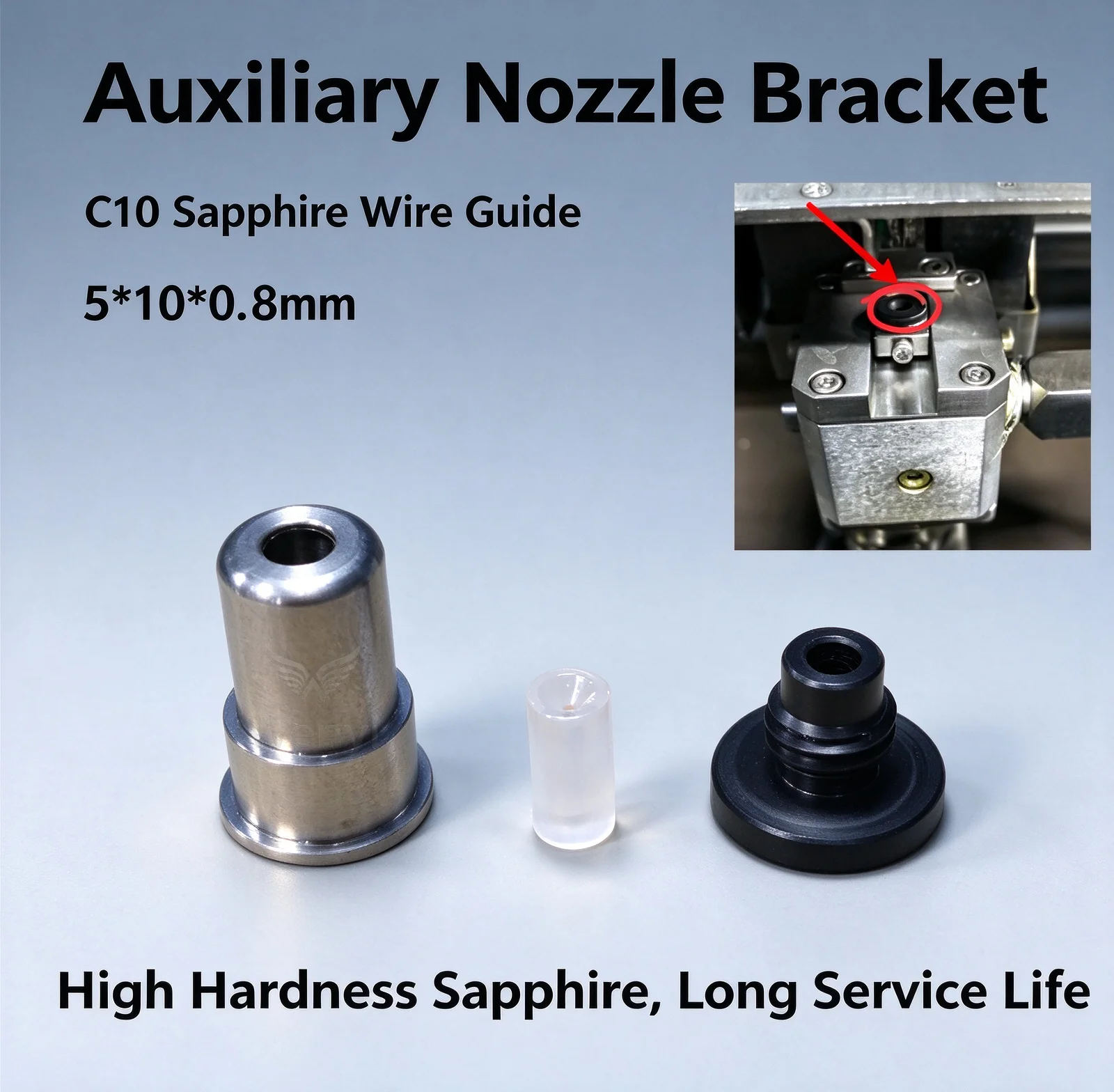 Auxiliary Nozzle Bracket, Sapphire Wire Guide & Fixed Water Cover for New AQ537AGALN Slow Wire EDM, In Stock Fast Shipping