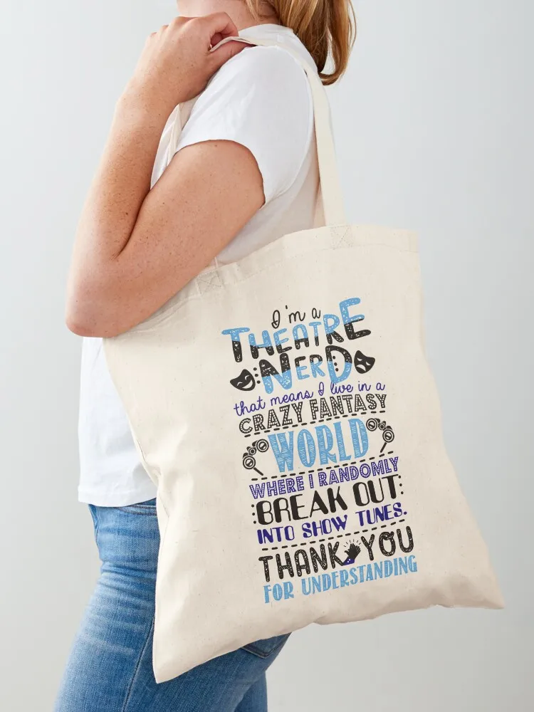 

Theatre Nerd Funny Gift For Theatre Lovers Tote Bag Portable shopping bag female bag shopper women canvas