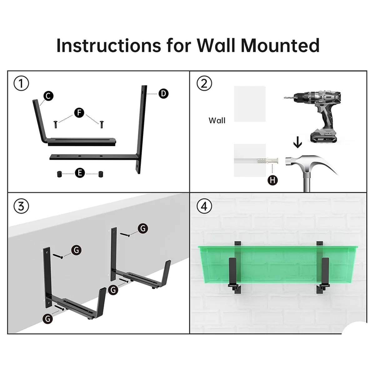 

A11I 4PCS Adjustable Planter Box Bracket (6 to 12.5 Inches) for Flower Box Holders, Window Boxes PlantersHooks, Wall