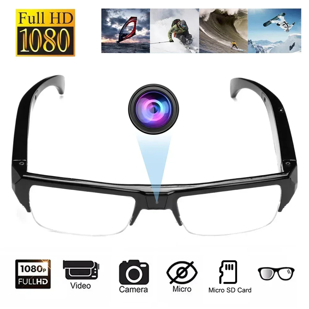 Mini cámara HD 1080P DVR, gafas portátiles para reuniones, vídeo deportivo, videocámara pequeña para exteriores, proceso de conferencia, conducción, Etc.
