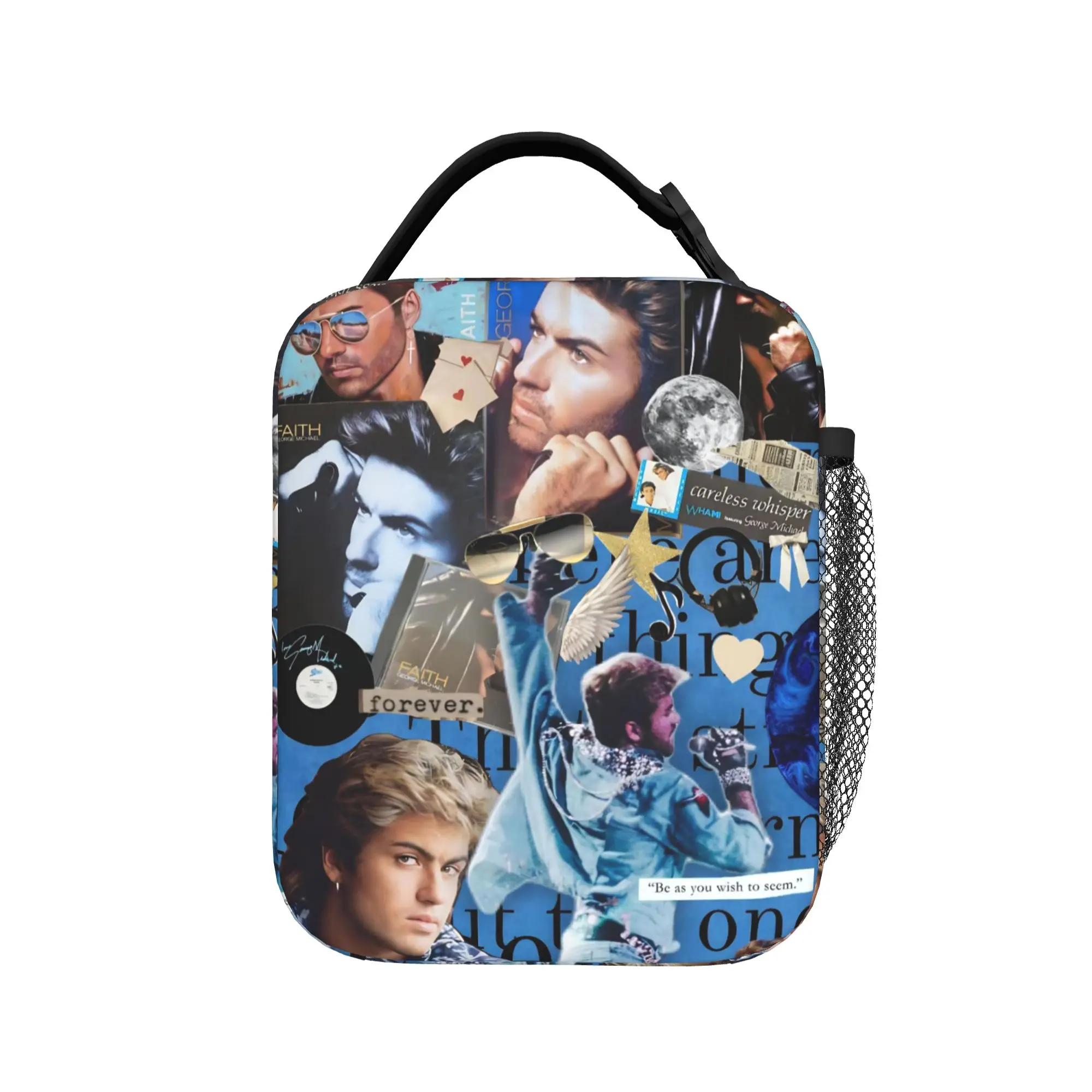 George Michael British Singer Lunch Bag For Child  Print Lunch Box Vintage Picnic Cooler Bag Portable Oxford Tote Food Bags
