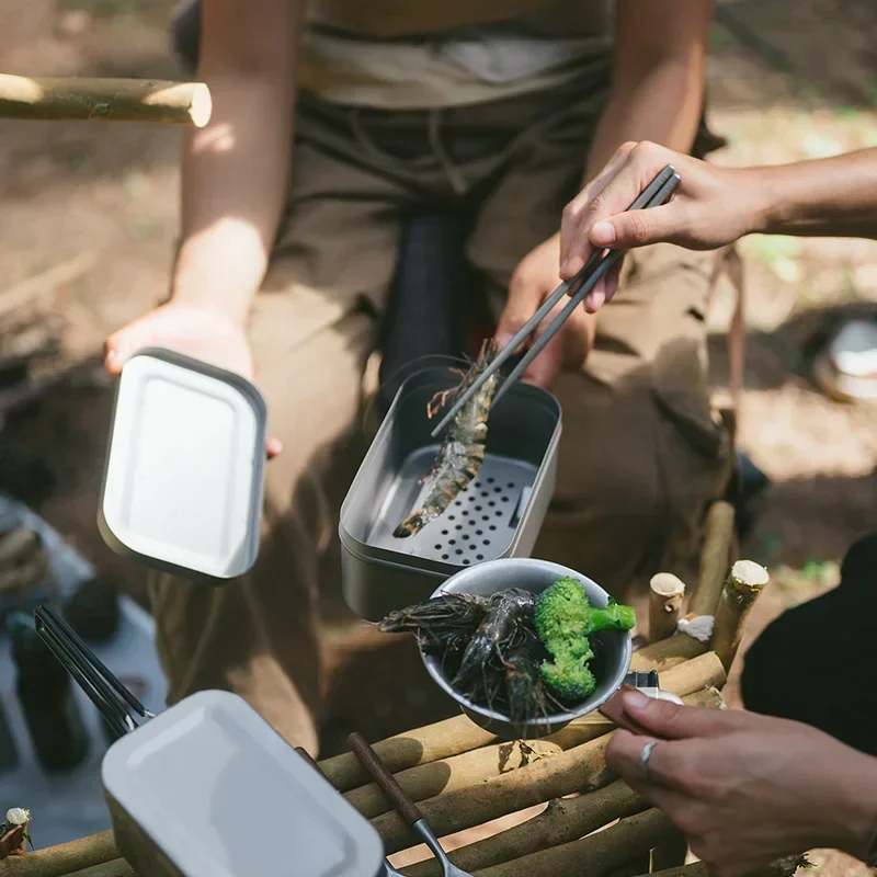 Naturehike 0,8 л/1,2 л уличный титановый ланч-бокс для кемпинга, пикника, нагреваемая квадратная коробка для бенто 212 г, сверхлегкая портативная чаша для путешествий