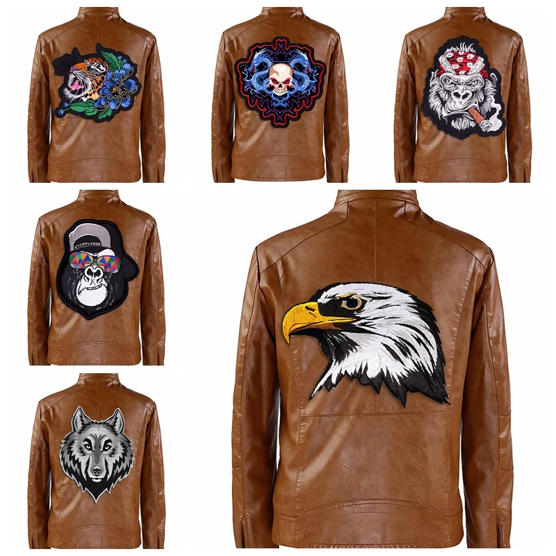 Parche Grande de Motociclista Estilo Punk DIY – Emblema Bordado para Moto, Termoadhesivo o para Coser en Ropa, Chaquetas de Cuero y Vaqueros