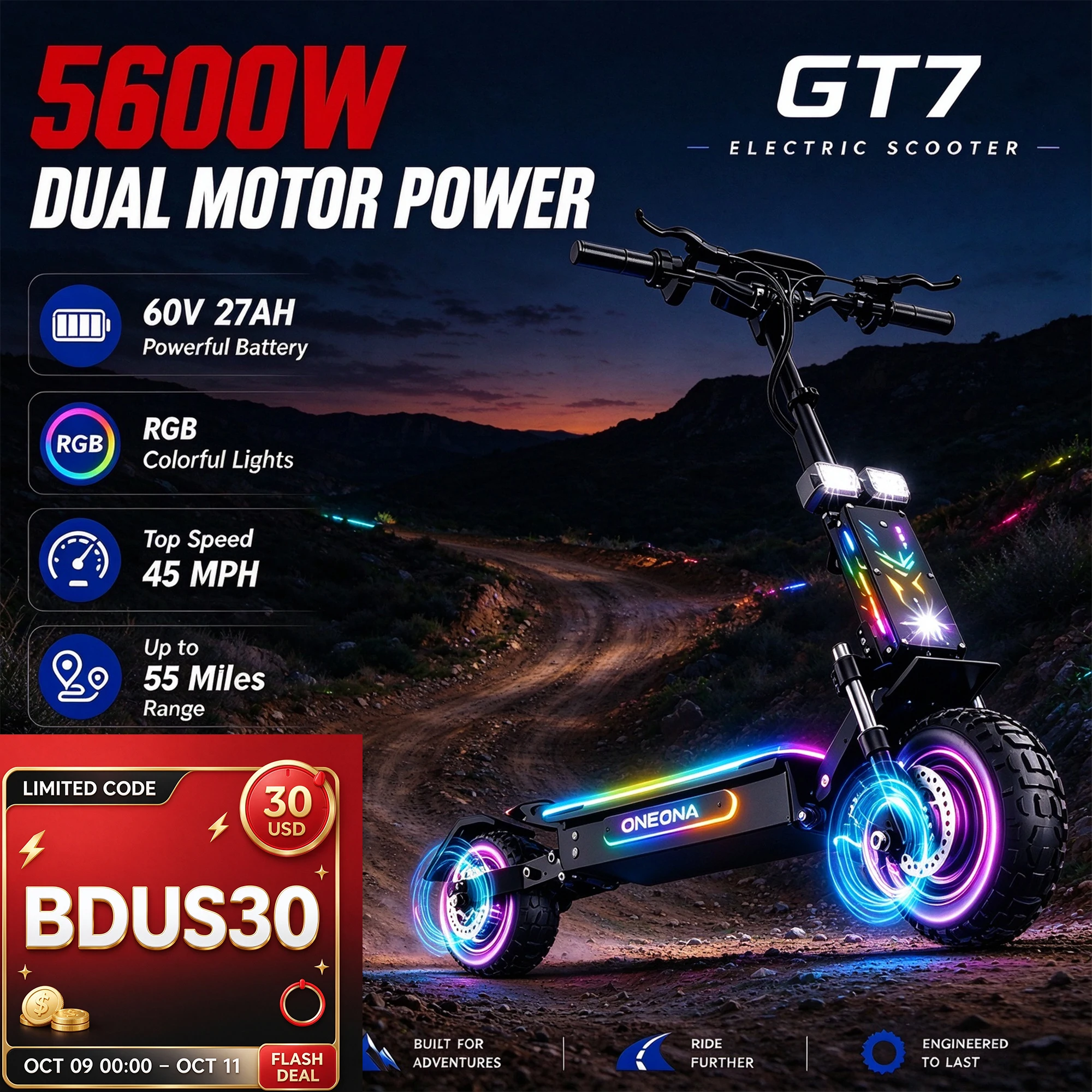 60V 5600W Dual Motor Electric Scooter - Patinetes eléctricos GT7 para adultos: motor
