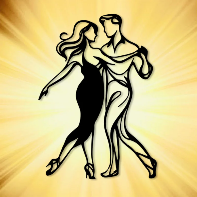 Brand Waltzing Couple Metal Wall Art Rustproof Iron Statue Mural Decor Ballroom Lounge Dance Lovers