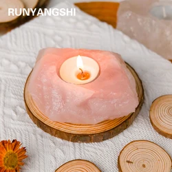 Natural Crystal Raw Stone Irregular Rose Quartz Rough Candlestick Clear Quartz  Smokeless Candle Home Decoration