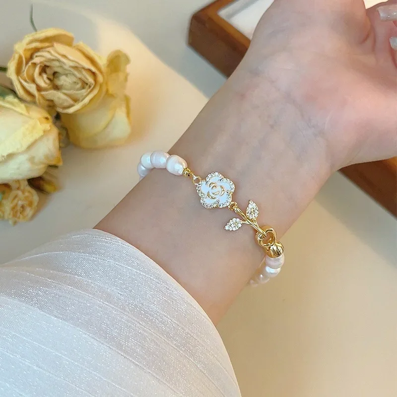 DAINASHI 5-6mm Baroque Natural Freshwater Pearl Bracelets Vintage Style 17cm Length Fashion Charm Women's Bracelets Jewelry Gift