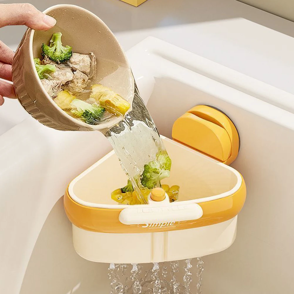 

Kitchen Sink Corner Strainer with Drain Suction Cup Sink Corner Rack Sinks Trash Food Waste Catcher Kitchen Sink Drain Basket