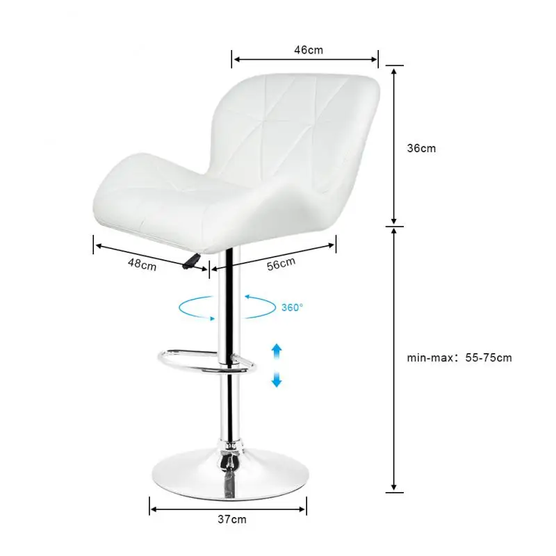 2Pcs/Set M Size Bar Chair Modern Style High Back Bar Stools 360 Degreed Swivel With Armrest Bar Chairs Home Bar Kitchen HWC