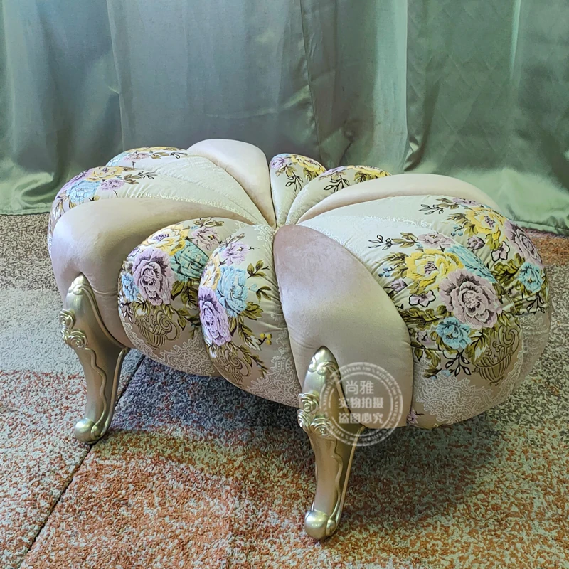 Home entrance cloakroom pink bench bedroom sofa shoe stool bed end stool French pastoral