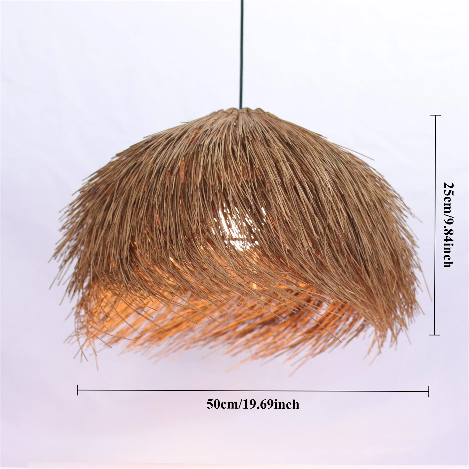 50CM Handgeweven Rotan Led Kroonluchter Japanse Wabi Sabi Restaurant Hanglamp Thuis Kamer Decor Retro Hanglampen Armatuur - afbeelding 1