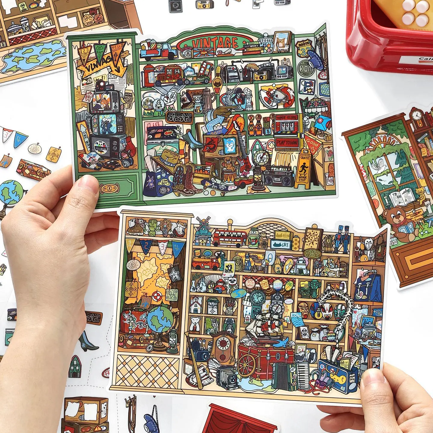 Scene Sticker Book Miniature Town Landscape Decals With Positioning DIY Craft Quiet Book Decoration Stress Relief Puzzle Supplie