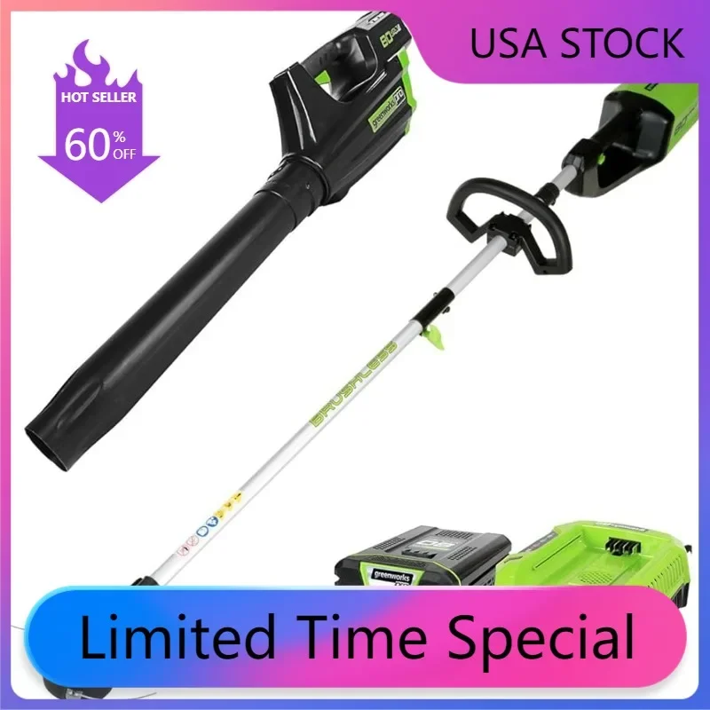 

Pro 80V Cordless Brushless String Trimmer + Leaf Blower Combo, 2Ah Battery and Charger Included STBA80L210