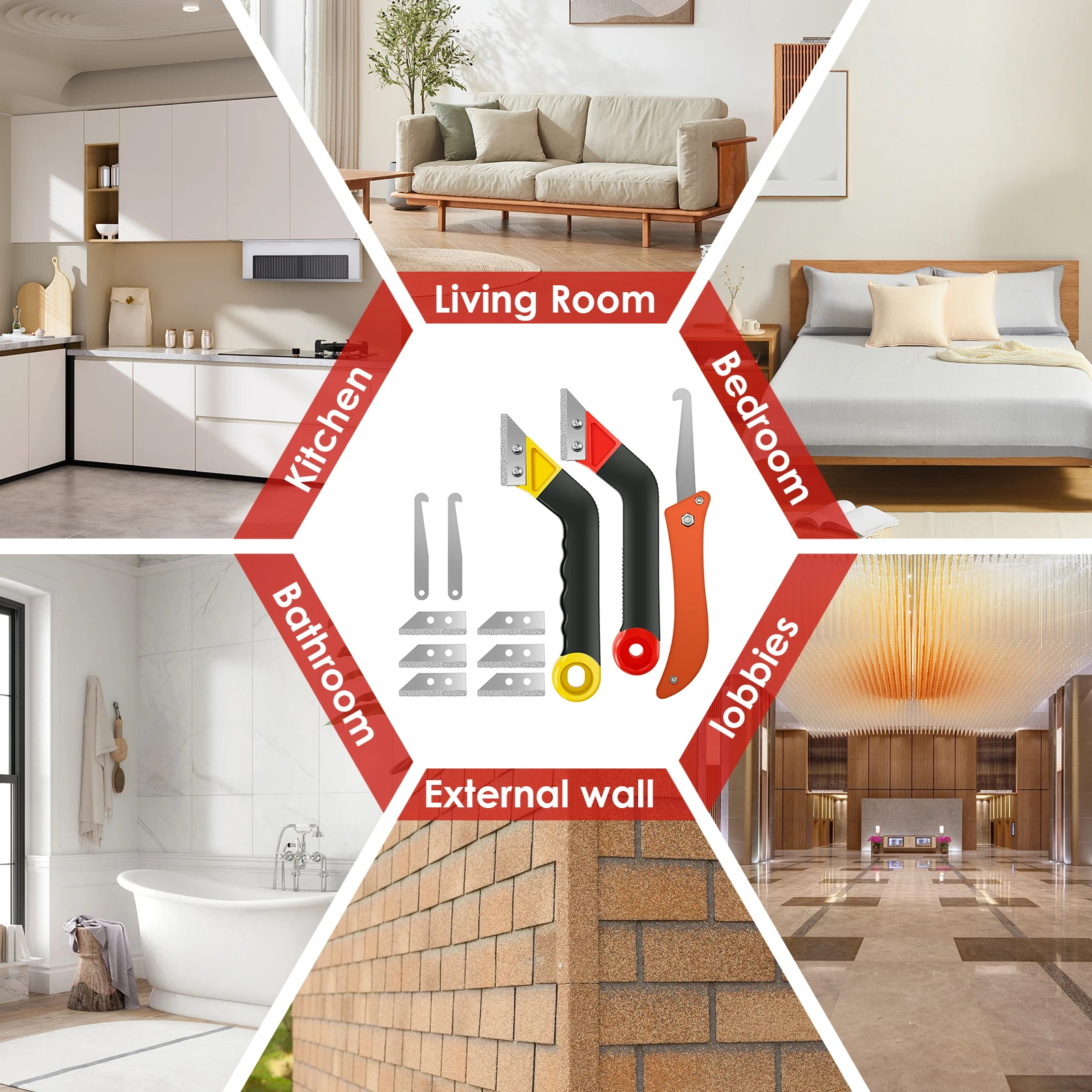 Strumenti per la rimozione della malta Strumenti per la rimozione delle piastrelle di smeriglio Pulizia efficiente del raschiamento della malta Coltello per la pulizia del cemento smussato per ceramica