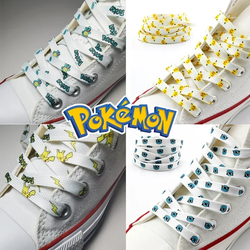 1 Pair Pokémon Printed Shoelaces 150cm Bulbasqur Anime Cartoon Fashion Charm Trend Shoes Accessories Children's Gifts