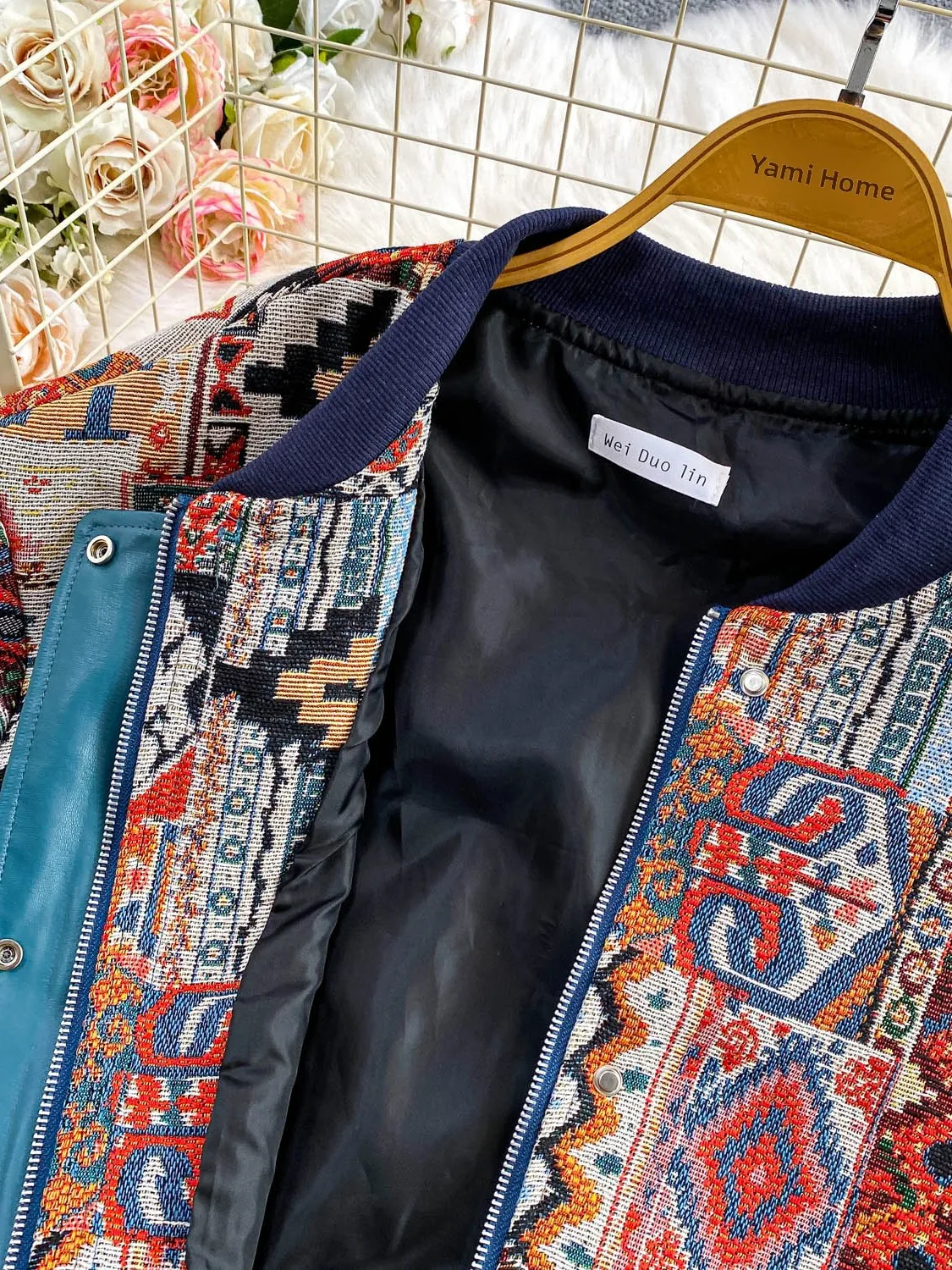 ملابس خارجية نسائية من الجلد مطرزة ثقيلة من Ele، فضفاضة تناسب التخسيس، بأزرار علوية طويلة، ملابس خارجية شتوية #2