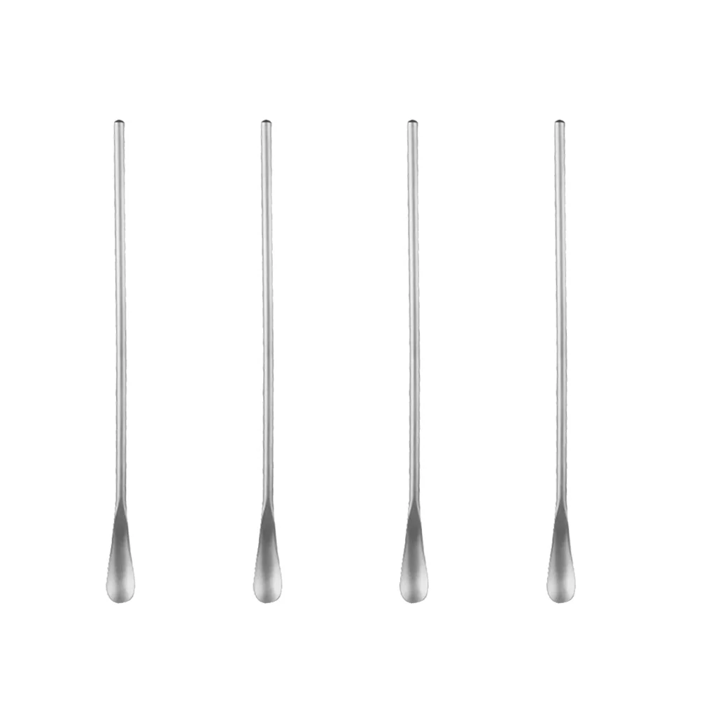 

4pcs Stainless Steel Mixing Spoon Ice Cream Scoop Stirring Spoon for Tall Glasses Cups Bar Kitchen Cafe Restaurant