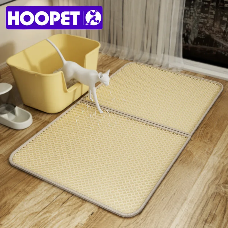 HOOPET Cat Litter Box Anti-Splash Mat Oversized Cat Litter Mat Anti-Banding Out Double Layer Filter Leakage Control Litter Mat