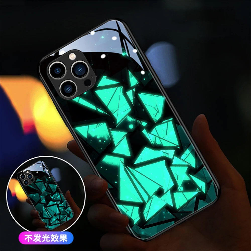 Punk Fragment Led Kleurrijke Oplichtende Telefoonhoes Bellen Flash Voor Iphone 15 14 13 12 11 Pro Max X Xr Xs 6 7 8 Plus Se2020