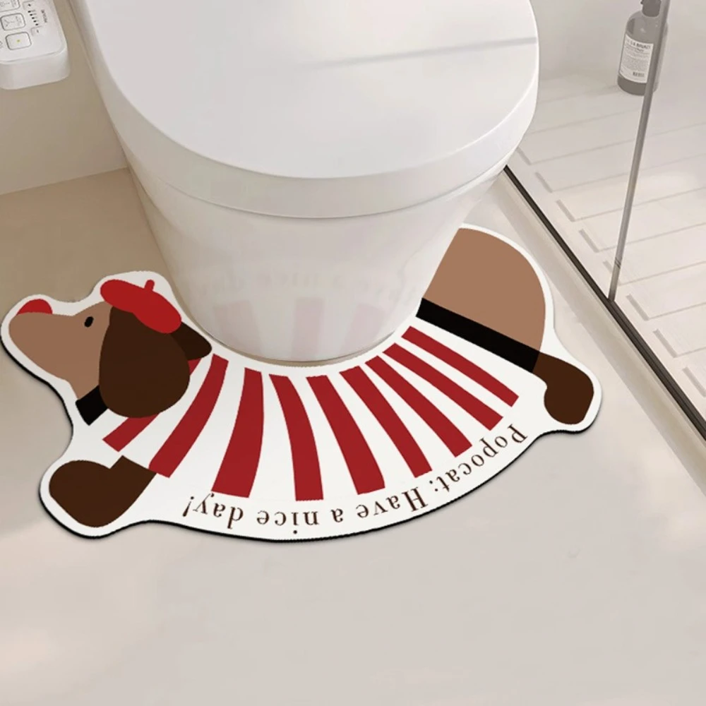 Creative Cartoon U-Shaped Bath Mat Quick Dry Polyester Bathroom Carpet Soft Non-Slip Water Absorption Floor Mat Kitchen