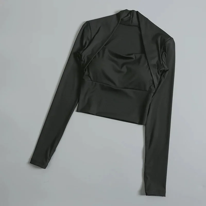 Fitness-Brustpolster-Sporttop für Damen, Langarm-Shirts, Pra Speed Up, kurze elegante Tanz- und Yoga-Kleidung, kleiner Taillenbund, Fitnessstudio – Detail 19