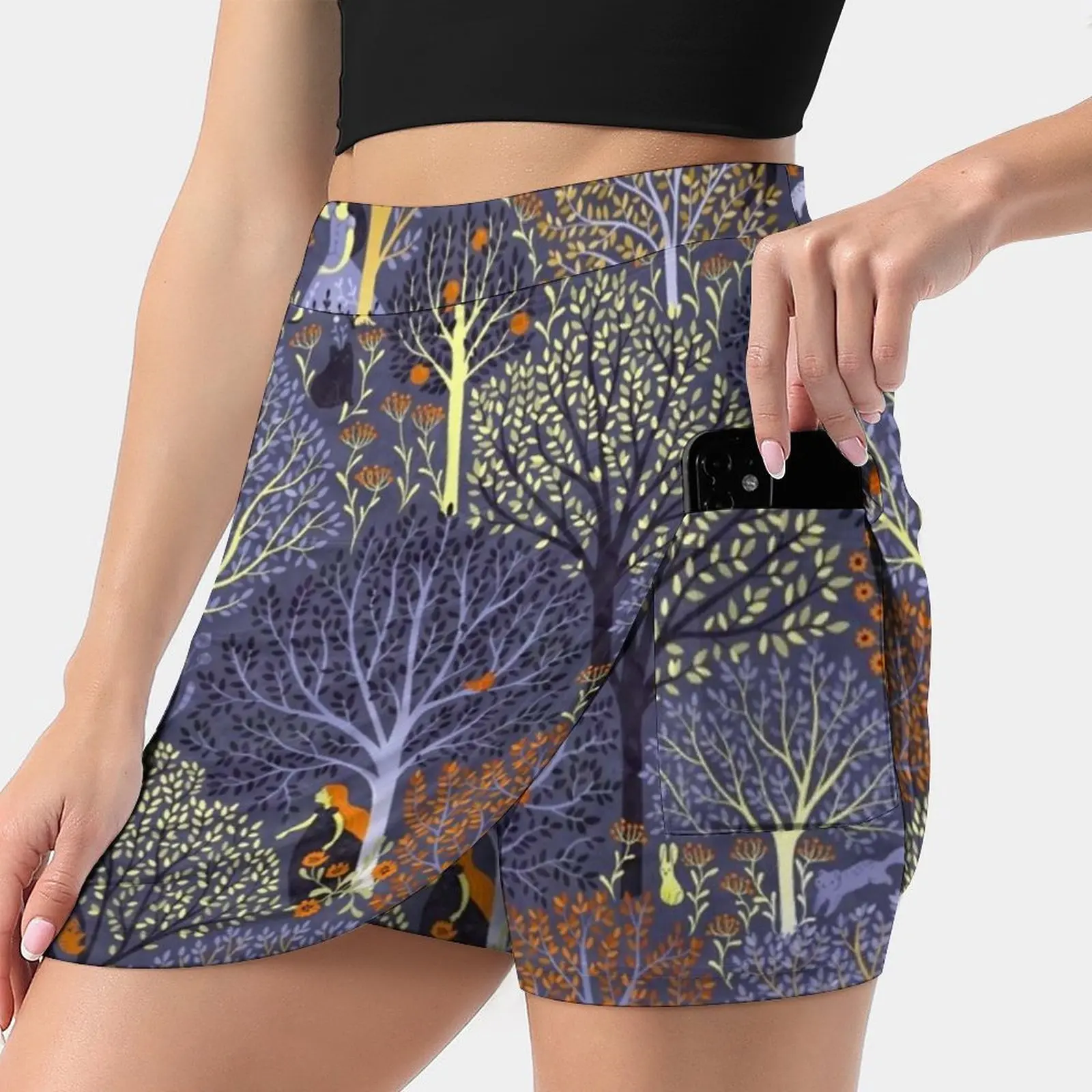 Magical Forest In Blue Skirts Woman Fashion 2022 Pant Skirt Mini Skirts Office Short Skirt Blue Orange Purple Magical Forest