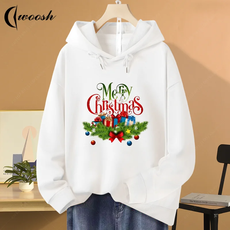 

Merry Christmas Santa Claus Hoodie Men Sports Shirt Retro Trend Loose Hooded Crew Neck Hoodie Cotton Printing Long Sleeved Tops