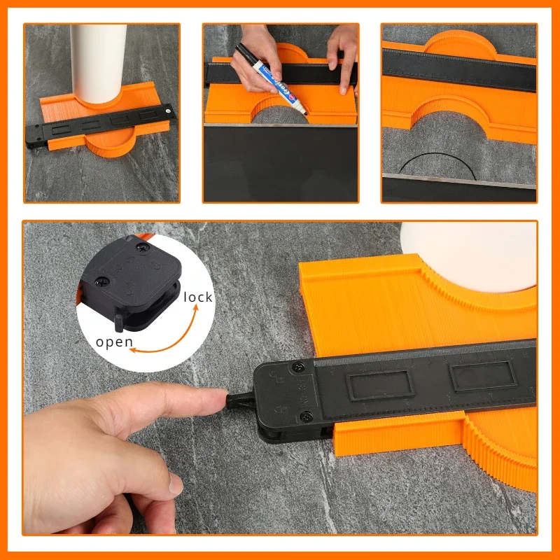 Imagem -05 - Portátil Contour Gauge Tool Plus Banda Larga Lock Medição Ajustável Radial Forma Imitação Forma Tomando
