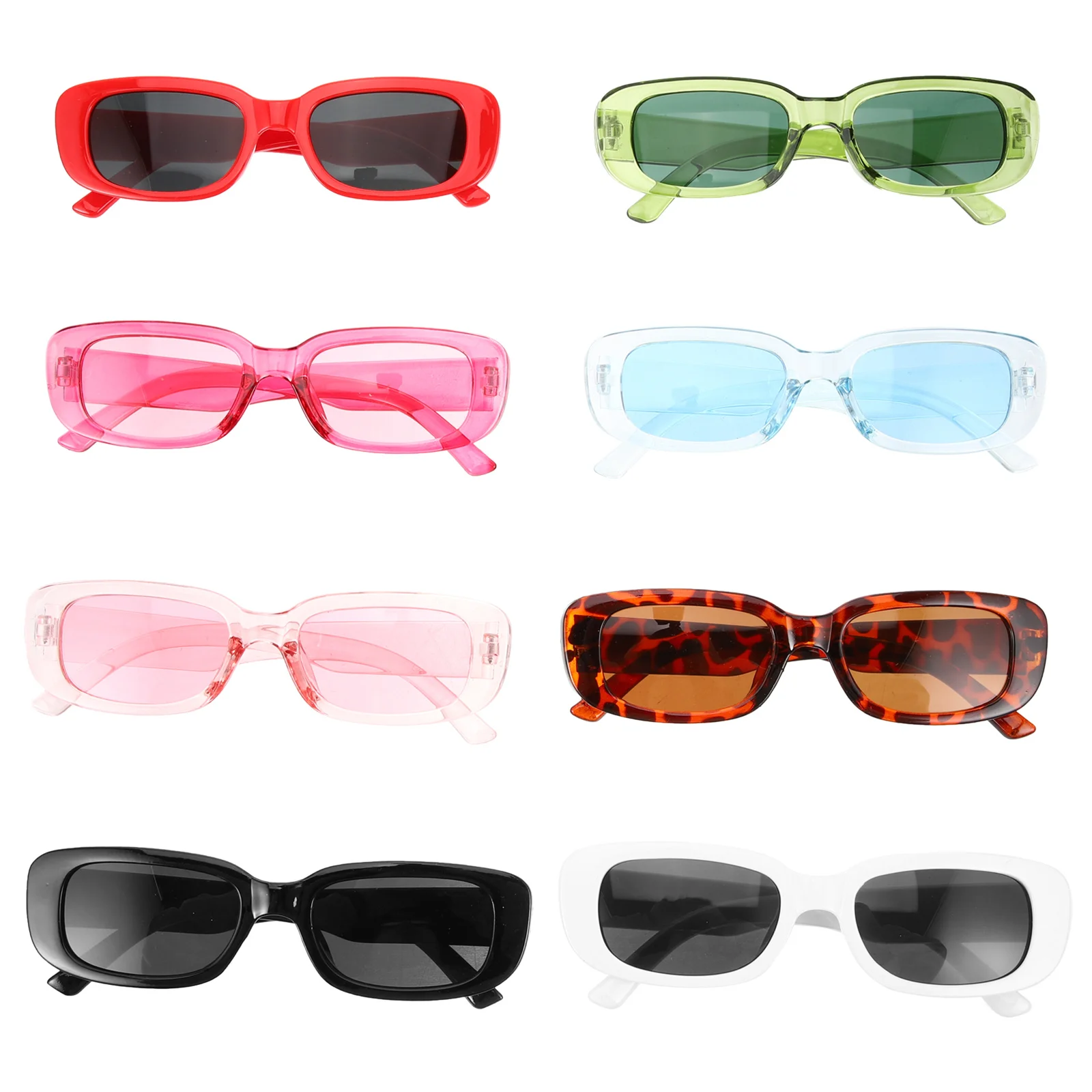 8 أزواج من النظارات الشمسية الرجعية للنساء بإطار خفيف مربع متين نظارات شمسية واقية من الأشعة فوق البنفسجية لقضاء عطلة الصيف نظارات شمسية مخصصة،